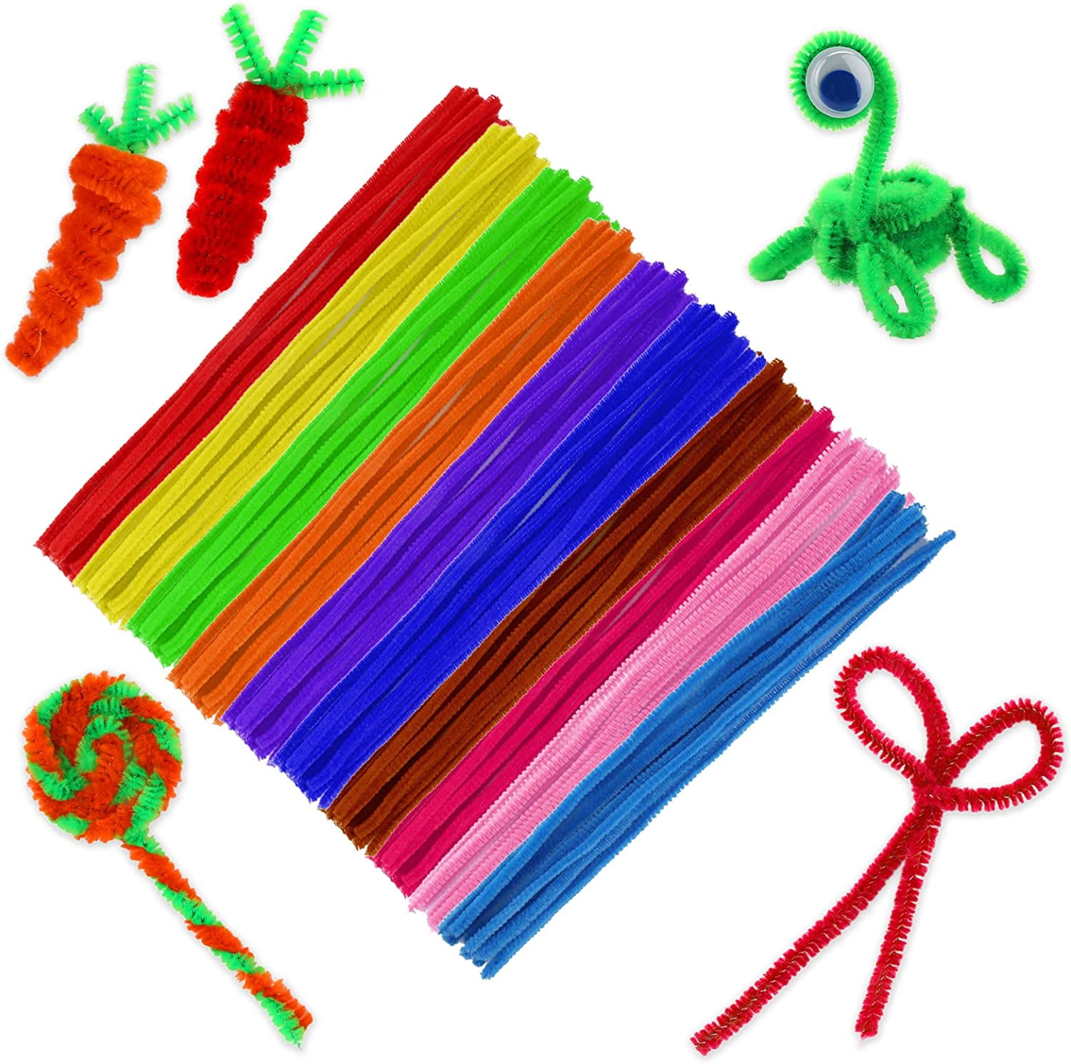 EXTRIC Pipe Cleaners- 100pc. Pipe Cleaner Yellow Pipe Cleaners-Chenille Stems, Pipe Cleaners Craft, Fuzzy Sticks Great Craft Supplies DIY Art & Craft