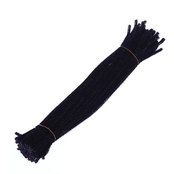 100 Pieces Pipe Cleaners Craft Flexible Chenille Stems for Art Craft Projects and Decoration,Fiber Metal Craft Sticks, Cuttable Shape-Retaining Floss,Art DIY for Valentine Decoration Projects,Black