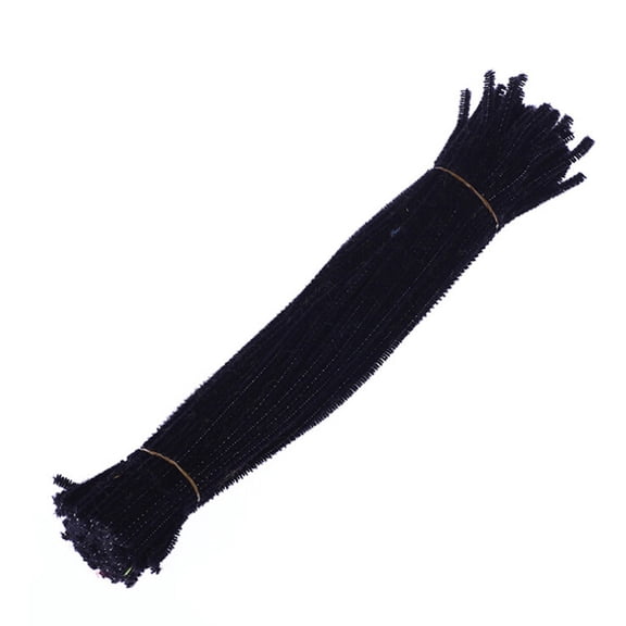 100 Pieces Pipe Cleaners Craft Flexible Chenille Stems for Art Craft Projects and Decoration,Fiber Metal Craft Sticks, Cuttable Shape-Retaining Floss,Art DIY for Valentine Decoration Projects,Black
