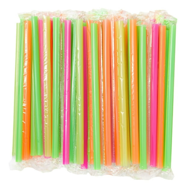 100Pieces of Plastic Disposable Jumbo Straws Individually Wrapped 10