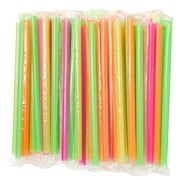 100-Pieces of Plastic Disposable Jumbo Straws Individually Wrapped 10 Inches Long Straws for Boba, Fruit Smoothies, Milkshakes, Bubble Tea (4 Colors, 0.5 Inch Diameter)