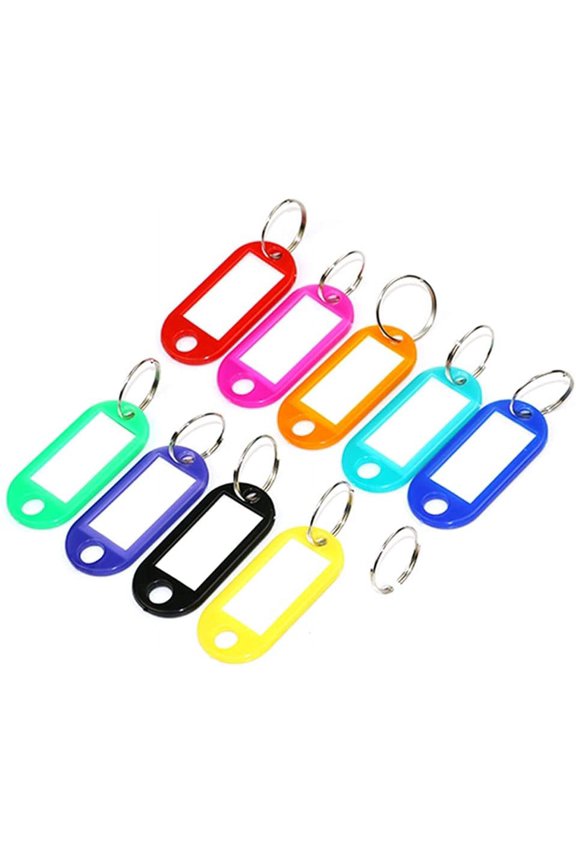 100 Pieces Plastic Key Tags Assorted ID Tags Name Card Label Key Rings Cost-Effective and Durabledurable