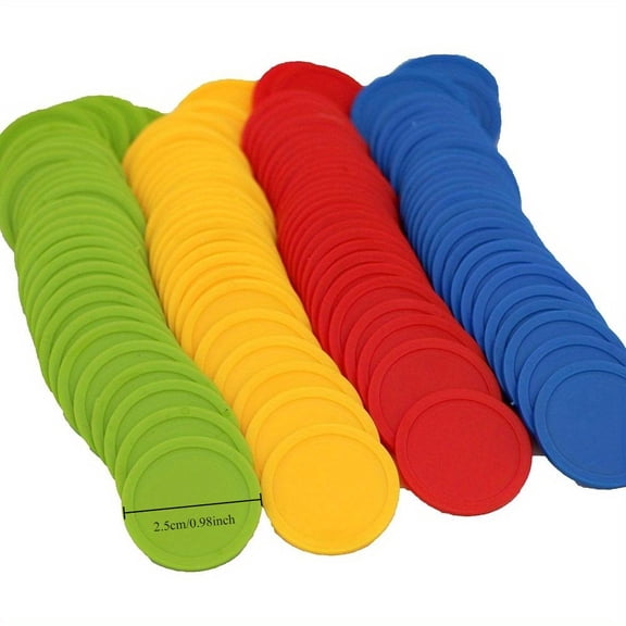 100 Pieces Plastic Poker Chips, Bingo Learning Math Counting Accessories, Circular Color Chip Game Coin
