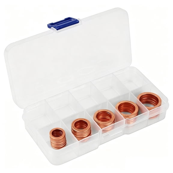100 Pieces Purple Copper and Aluminum Gasket Seal Rings for Automotive Oil Drain Plugs M10-M18