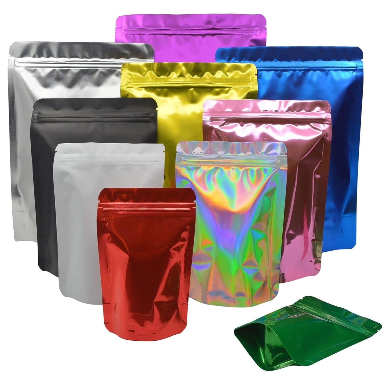 50 Pack Silver Mylar Resealable Bags 5x7 Inches - Smell Proof, Zipper Seal, 3 Mil Thick