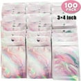 thumbnail image 1 of 100 Pieces Resealable Smell Proof Bags - 4 x 6 Inches Foil Pouch Bags， Flat Clear Ziplock Food Storage Bags Plastic Packaging Foil Mylar Bags for Party Favor Food Storage, 1 of 3