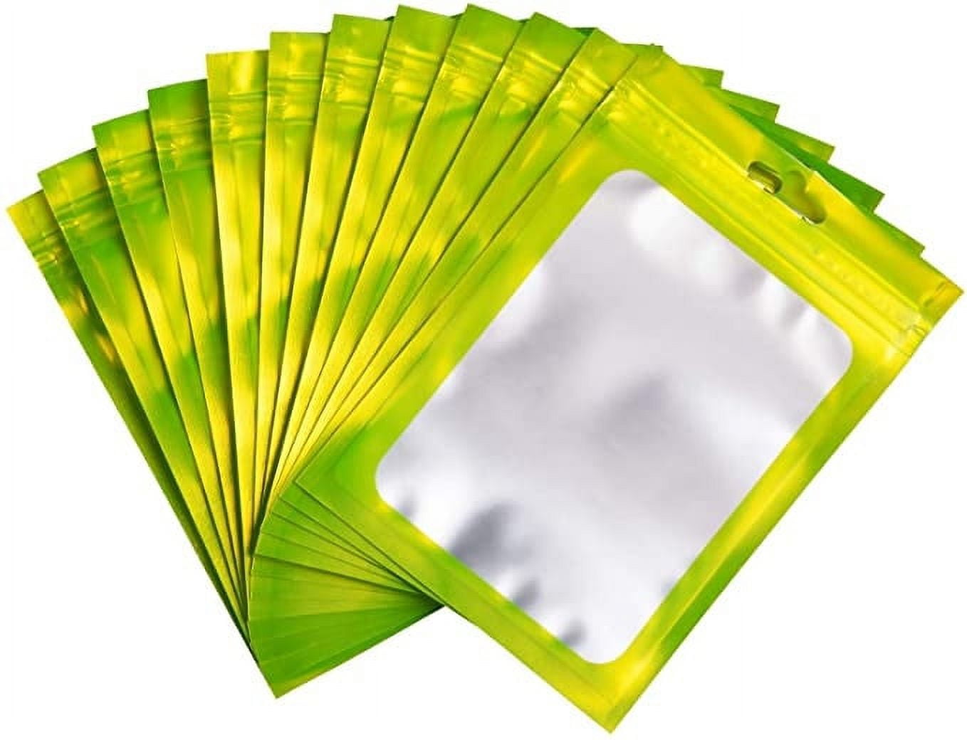 100 Pcs Mylar Ziplock Bags - Smell Proof, Airtight, Heat Sealable, Resealable (7.5x10cm / 3x3.9 Inch, Matte Green)