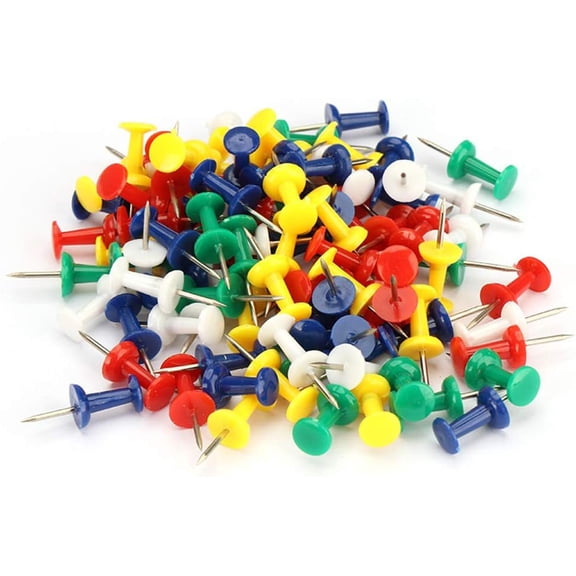 100 Pieces Reusable Plastic Push Pins - Colourful Map Drawing Pins for Home, Office, and Craft Projects - Ideal for Colour Coding and Organization