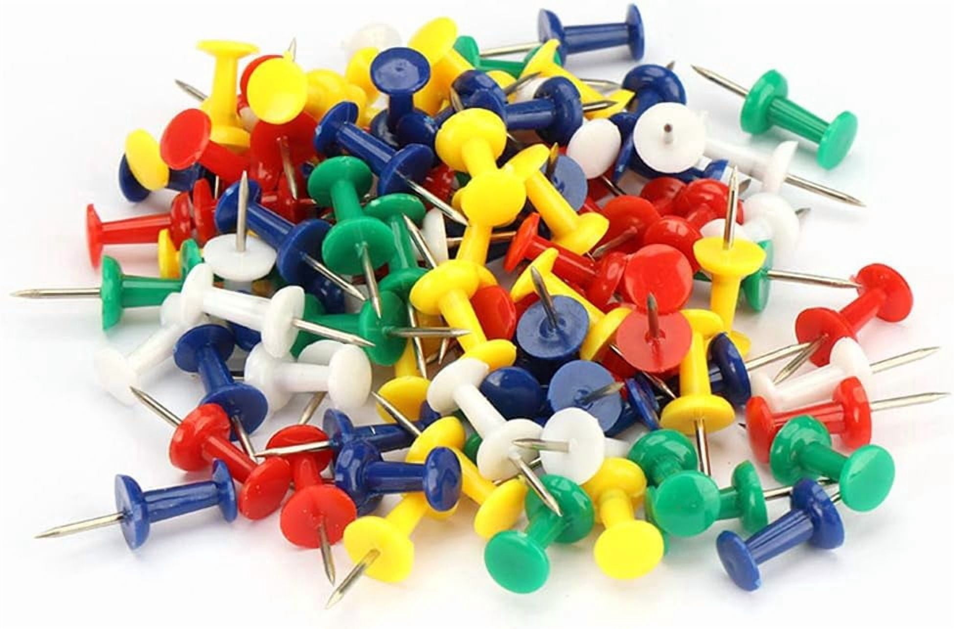 100 Pieces Reusable Plastic Push Pins - Colourful Map Drawing Pins for ...