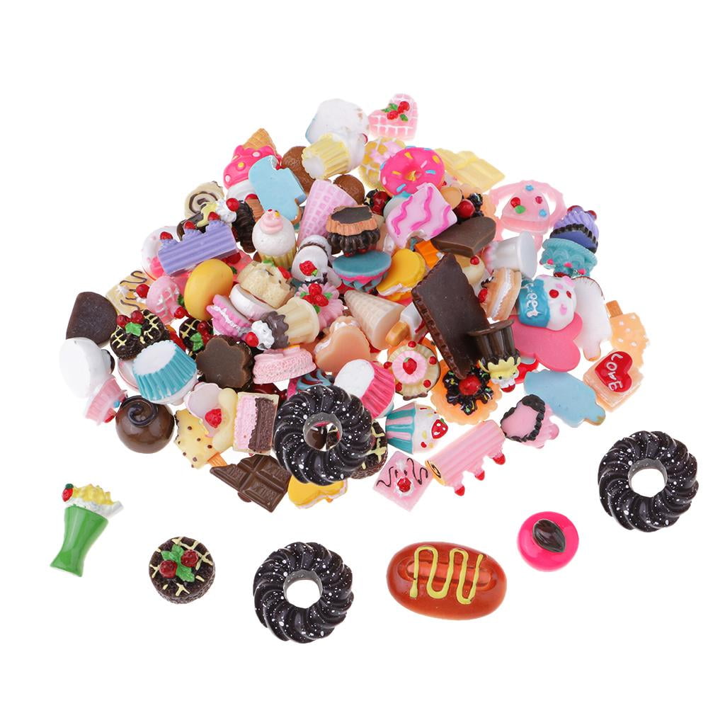 Amerteer 60pieces of Slime Charm Cute Set Resin Charm Mixed Assorted Candies Candy Resin Flat Back Slime Beads Making Supplies for DIY Craft Making