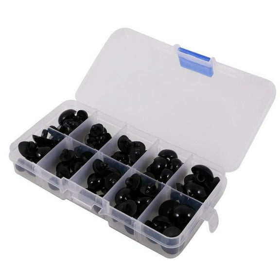 100 Pieces Solid Black Round Mushroom Domed Sewing Buttons for Doll Eyes Nose Making 9-15mm