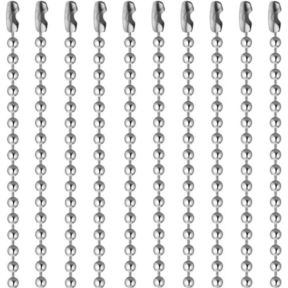 100 Pieces Stainless Steel Bead Chain, Beaded Pulls Cord Extender Ball Pendant for Fan Light Chandelier Table Lamp Pulling Switch