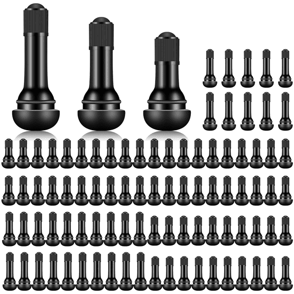 100 Pieces TR412 TR413 TR414 Tire Valve Stems Rubber Black Rubber Snap-in Valves,Tubeless Valve Stems Suit for 0.453 inch Rim Holes on Standard Vehicle Tires