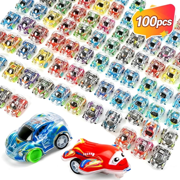 100 Pieces Toy Cars Mini Pull Back Cars, Kids Party Favors, Small Racing Cars Carnival Prizes Classroom Rewards, Pinata Christmas Gift Bag Fillers Birthday Toys for Boys Girls