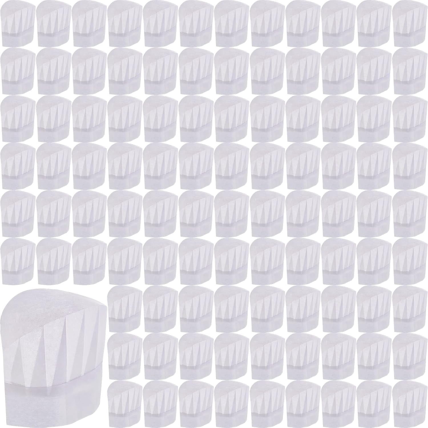 100 Pieces White Chef Hats Kids Adjustable Kitchen Cooking Chef Cap Non ...