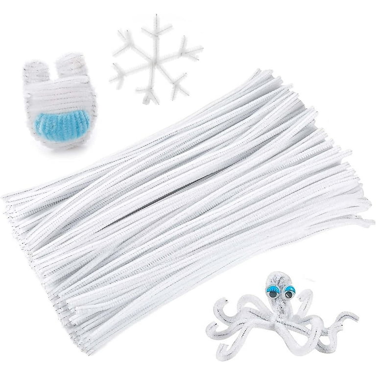 100 Pieces White Pipe Cleaners Craft Chenille Stems for Kids Creative  Projects and Decoration (6 mm x 12 Inch)