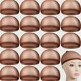 thumbnail image 1 of 100 Pieces Wig Cap Elastic Medium Nylon Stocking Caps Stretchy Stocking Wig Caps Secure Your Hair, Lightweight, Breathable (Dark Brown), 1 of 2