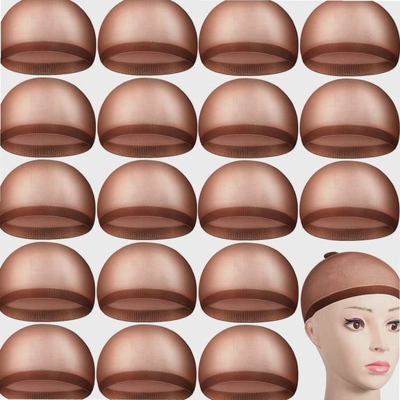 100 Pieces Wig Cap Elastic Medium Nylon Stocking Caps Stretchy Stocking Wig Caps Secure Your Hair, Lightweight, Breathable (Dark Brown)