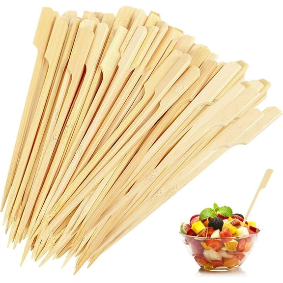 100 Pieces Wooden Skewers,Cocktail Sticks,Skewers,Canape Sticks,Skewers Wood,Wooden Skeweres,Food Sticks,Mini Skewer,12cm Length Wooden Skewer,Party Stickes,Suitable For Barbecue,Party