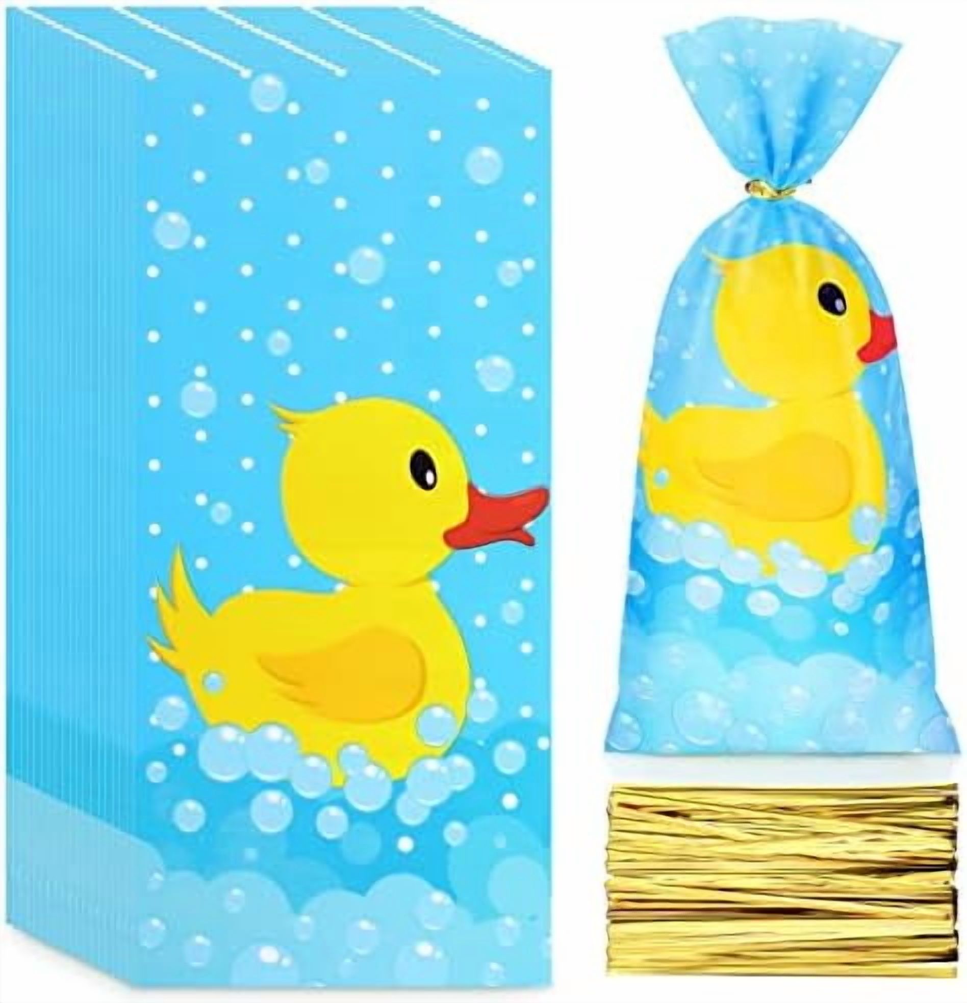 JarThenaAMCS 24Pcs Yellow Duck Paper Bags Rubber Duckies Treat Gift Bags With Handles Candy Goodie Bags For Baby Shower Birthday Party Supplies - View #4