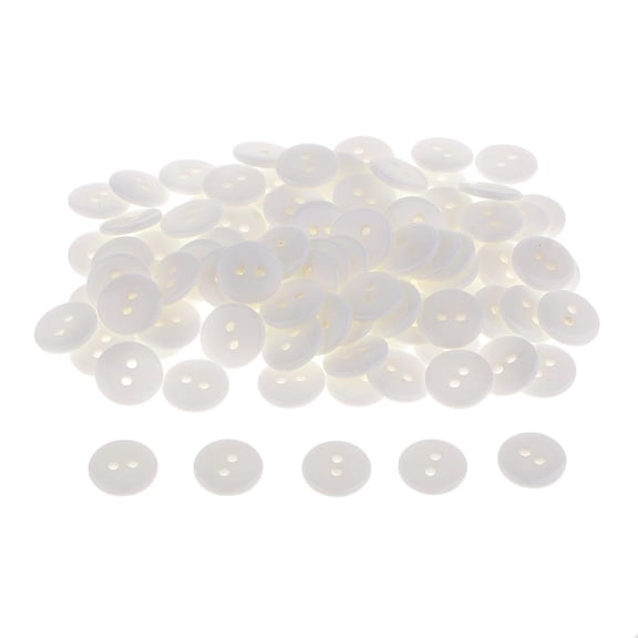 100 Pieces two holes Buttons Round resin Buttons for Crafts Sewing Apparel Bags Hats Decorations White