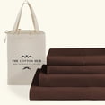 thumbnail image 1 of 100% Pima Cotton Alaskan King Size 4-PCs Sheet Set (Solid, Chocolate) Fits 10-12" Deep Pocket, 600 Series Sateen Weave, 1 of 5