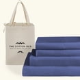thumbnail image 1 of 100% Pima Cotton Olympic-Queen Size 4-PCs Sheet Set (Solid, Mediterranean Blue) Fits 7-9â€ Deep Pocket, 600 Series Sateen Weave, 1 of 5
