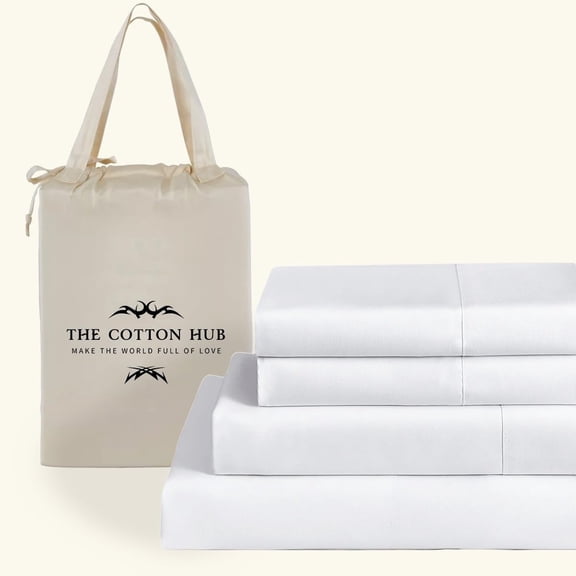 100% Pima Cotton RV-Short-Queen Size 4-PCs Sheet Set (Solid, White) Fits 10-12” Deep Pocket, 600 Series Sateen Weave