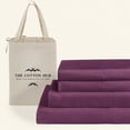 thumbnail image 1 of 100% Pima Cotton Split-King Size 5-PCs Sheet Set (Solid, Plum) Fits 19-22â€ Deep Pocket, 600 Series Sateen Weave, 1 of 5