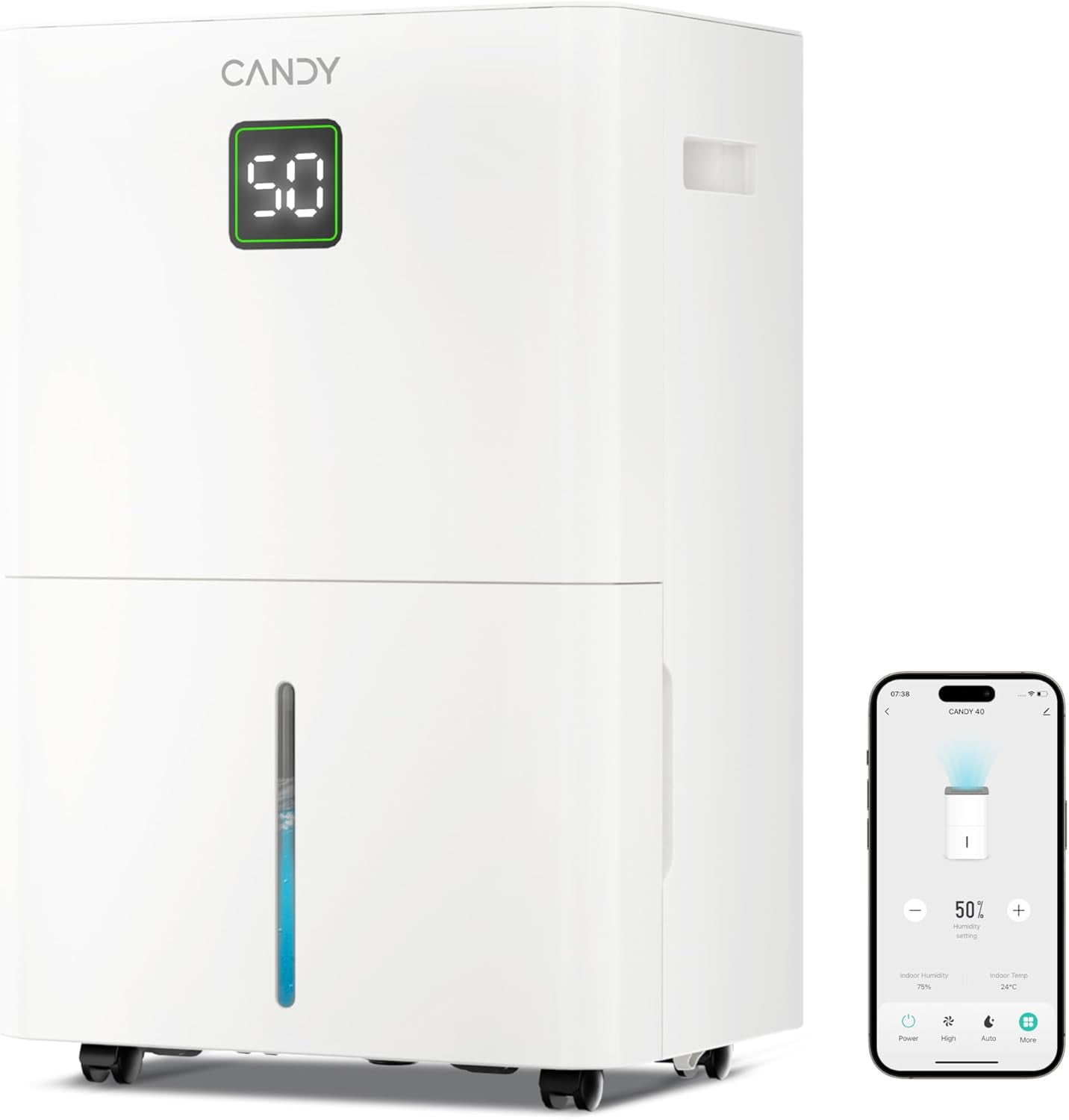 100-Pint Large Dehumidifier for Home & Basement, Covers Up to 5,500 Sq.Ft, 1.45-Gallon Tank, WiFi & Alexa Smart Control, Auto Humidity Reminder, Includes Drain Hose