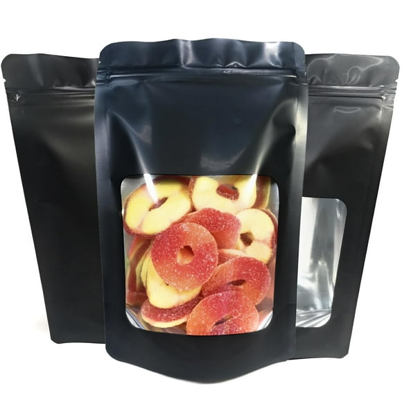 100 Pk Resealable Mylar Bags 4 Mil Stand Up Smell Proof Leak Proof Foil Pouch. Ultra Clear Window - Not Frosted or Foggy. Travel, Storage & Display. Food Grade (5" x 8" x 2.5")