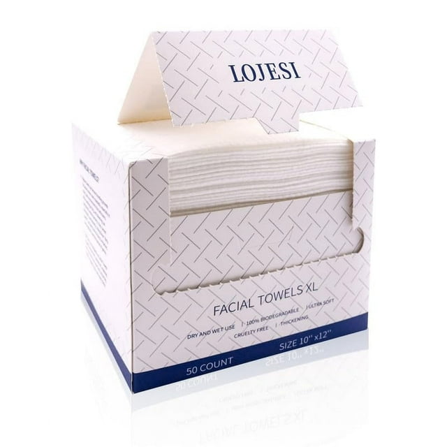 100% Plant Fiber Disposable Face Towel Biodegradable Face Towel for Drying Face 50 Count/Box Extra Thick Soft One Time Use Face Towels 10"×12" Large Clean Towels for Sensitive Skin, Baby Care