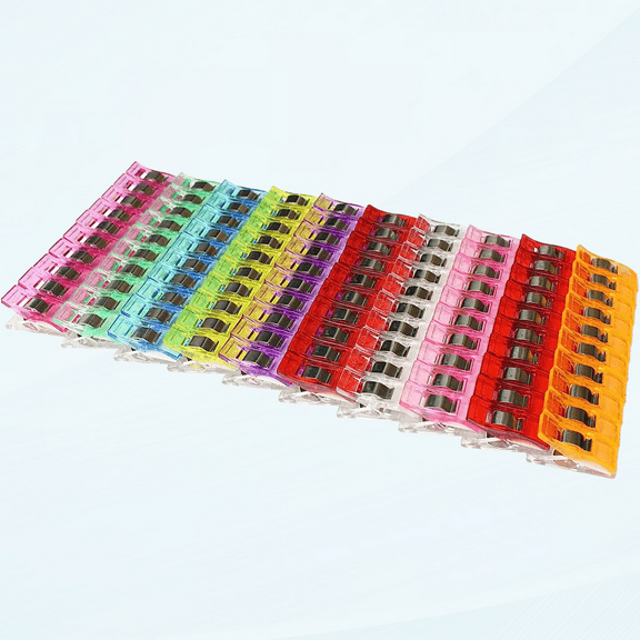 100 Plastic Clips for Binding Sewing Craft Assorted Colours