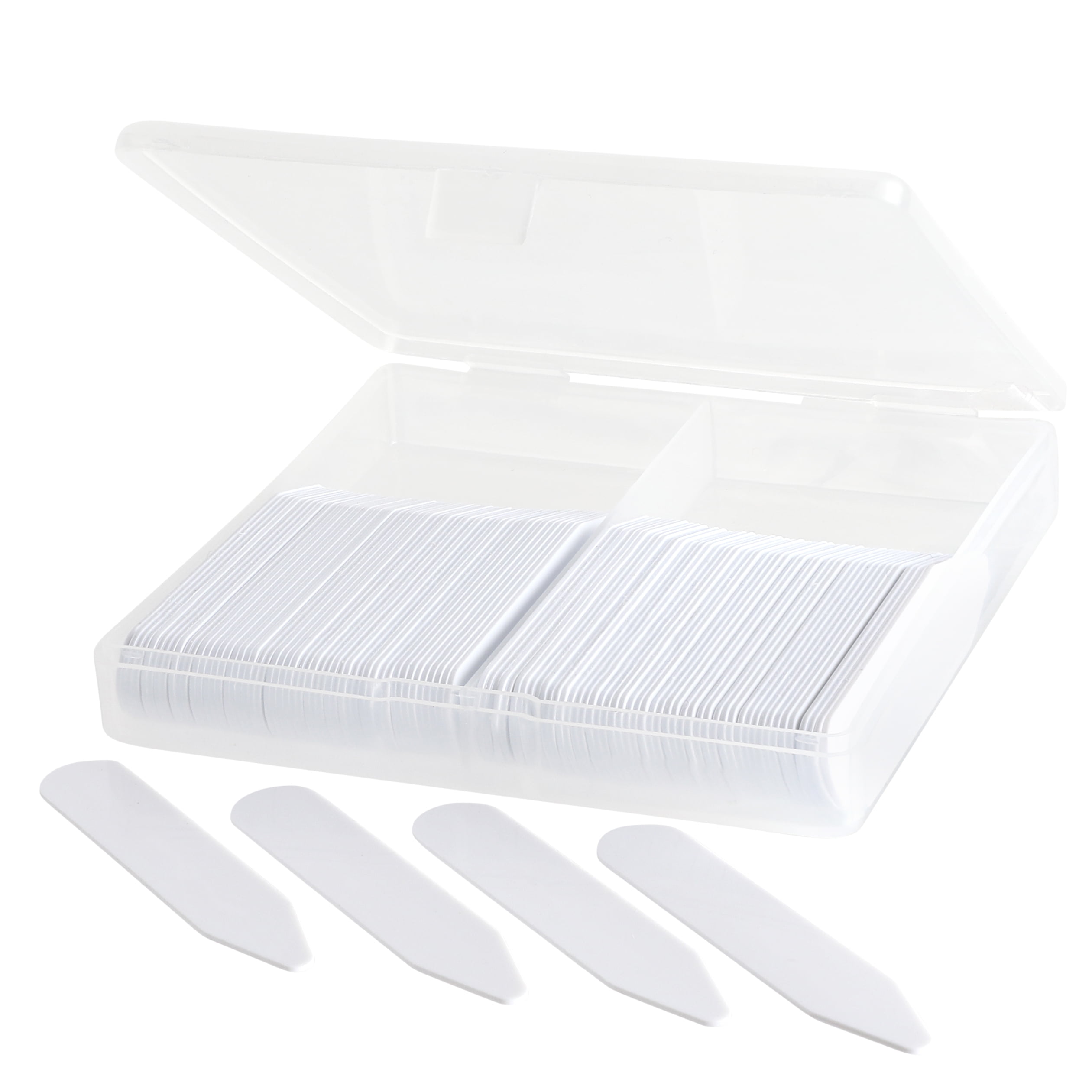100 Plastic Collar Stays for Men Shirts 2.2" inches in Plastic Case