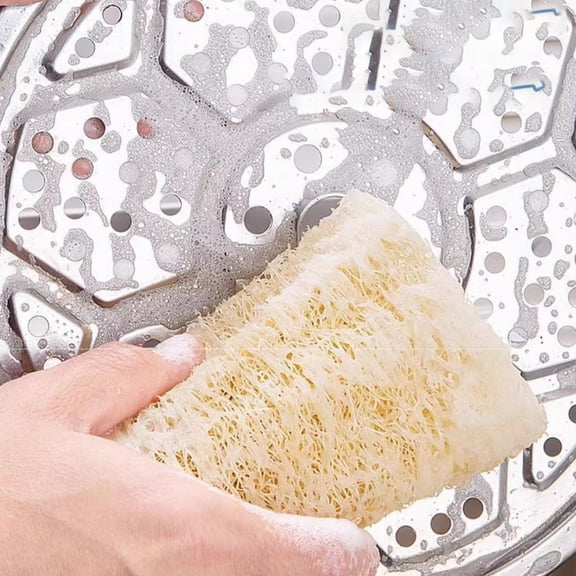 100% Plastic - Free Organic Natural Loofah Sponge Set: Plant Fiber Body Scrubber for Cleaning & Showering, Compostable Delight