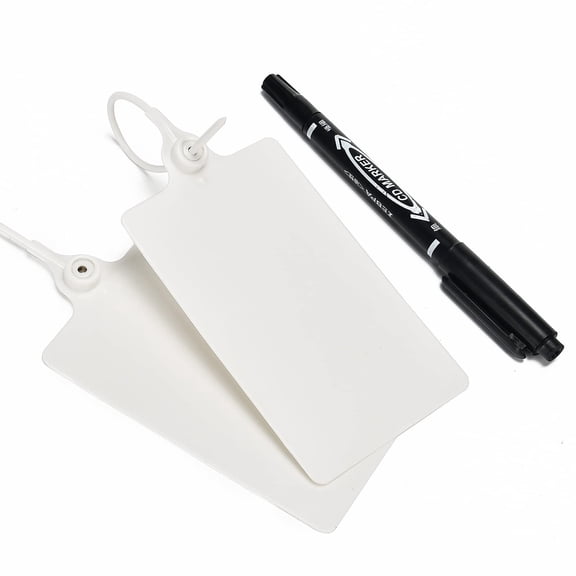 100 Plastic Label Tags Shipping Tags Waterproof Tags for Labeling Zip Tie Tag Security Seals Large Blank Shipping Labels Writable Marker Tie Lables Hanging Tags with One Marker Pen