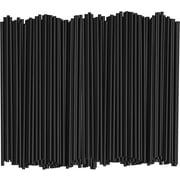100% Plasticless Biodegradable Stirring Straws, Torubia 8.3Inch Black Disposable Straws Drinking,500 Pack Compostable Straws, Alternative to Plastic Straws, Straw for Juice Cold Drinks/Coffee