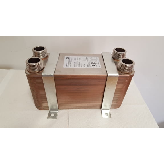 100 Plate Water to Water Brazed Plate Heat Exchanger 1 1/4" MPT Ports w/ Brackets