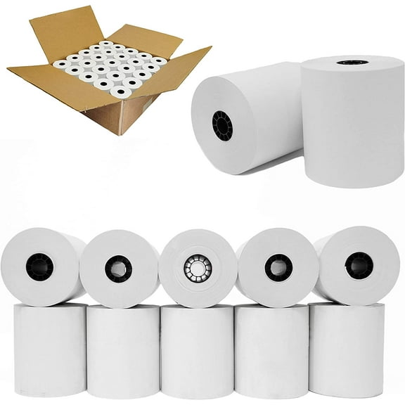 (100 PoS Rolls) 3-1/8 x 200' Square POS Register Thermal Receipt Paper Rolls, TSP100, CT-S300, CT-S2000, M129B, M129C, M244A 109282 PMC05214 856348 Bpa Free BuyregisterRolls