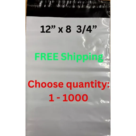 100 Poly Mailers Shipping Envelopes Self Sealing Plastic Mailing Bags 12" X 8 3/4" Tear-Proof, Water-Resistant and Postage-Saving Lightweight Plastic Shipping Envelopes/Bags
