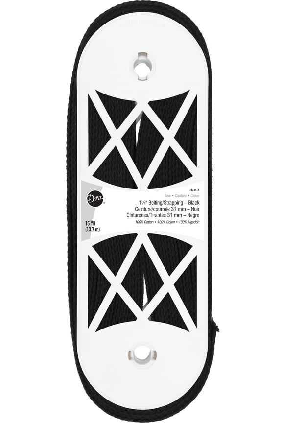 1-1/4" Cotton Belting for Straps and Handles, 15-Yards, Black