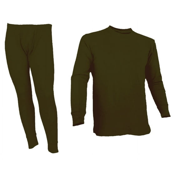 100% Polyester Thermal Underwear for Men (Military Green, 2XL)