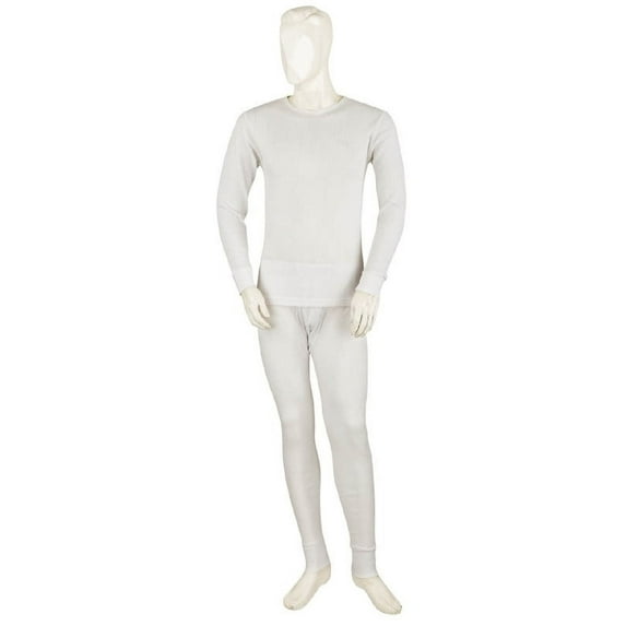 100% Polyester Thermal Underwear for Men (White, XL)
