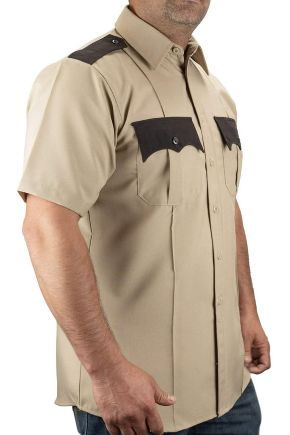 100% Polyester Two Tone Short Sleeve Men's Uniform Shirt