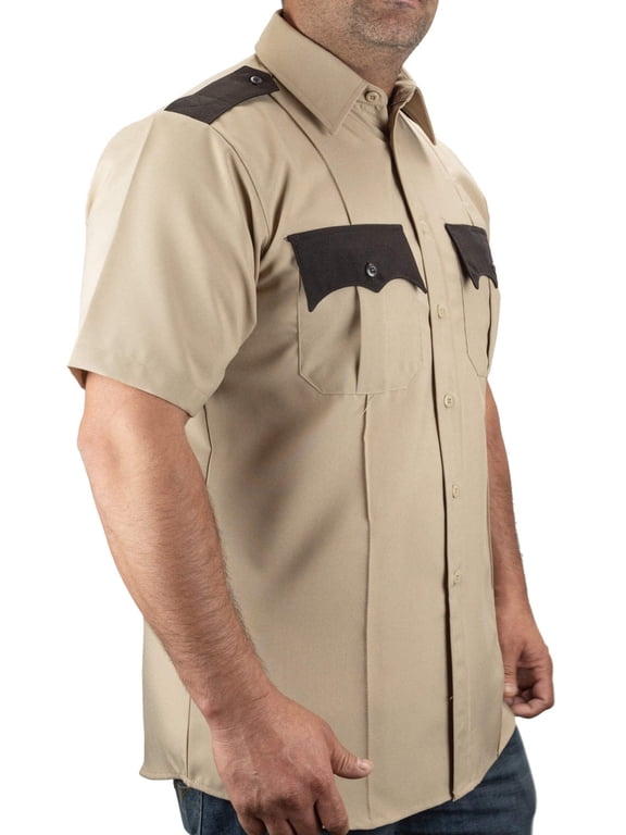 100% Polyester Two Tone Short Sleeve Men's Uniform Shirt