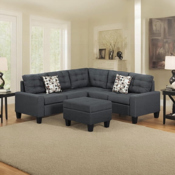 100% Polyester Upholstered Sectional | Grey & Comfortable Seating
