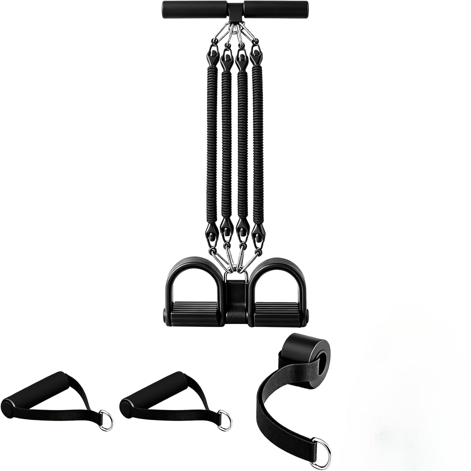 100 Pound Adjustable Resistance Pedal Puller Resistance Bands with Handles, Chest Expander, Roller & Storage Bag, Multi-Functional Workout Equipment for Home Abs Bodybuilding