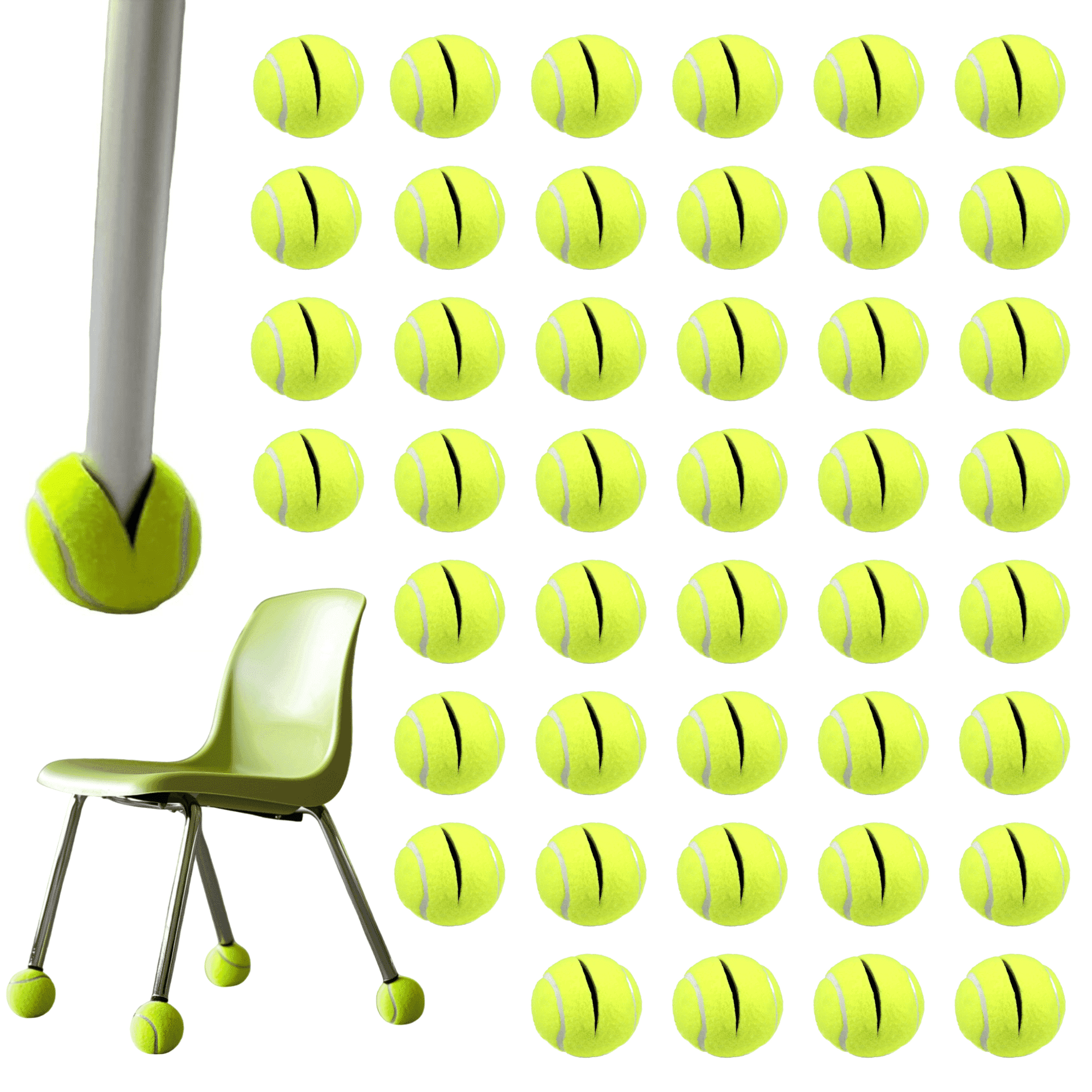 100 PreCut Tennis Balls for Chairs Bulk Support USA Tennis Ball