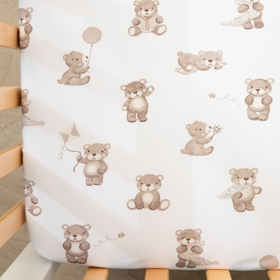 100% Premium Cotton Jersey Fitted Sheet - Cuddly Bear