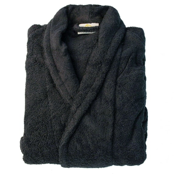 100% Premium Long-Staple Cotton Unisex Terry Bath Robe, 10 Colors Black / Medium